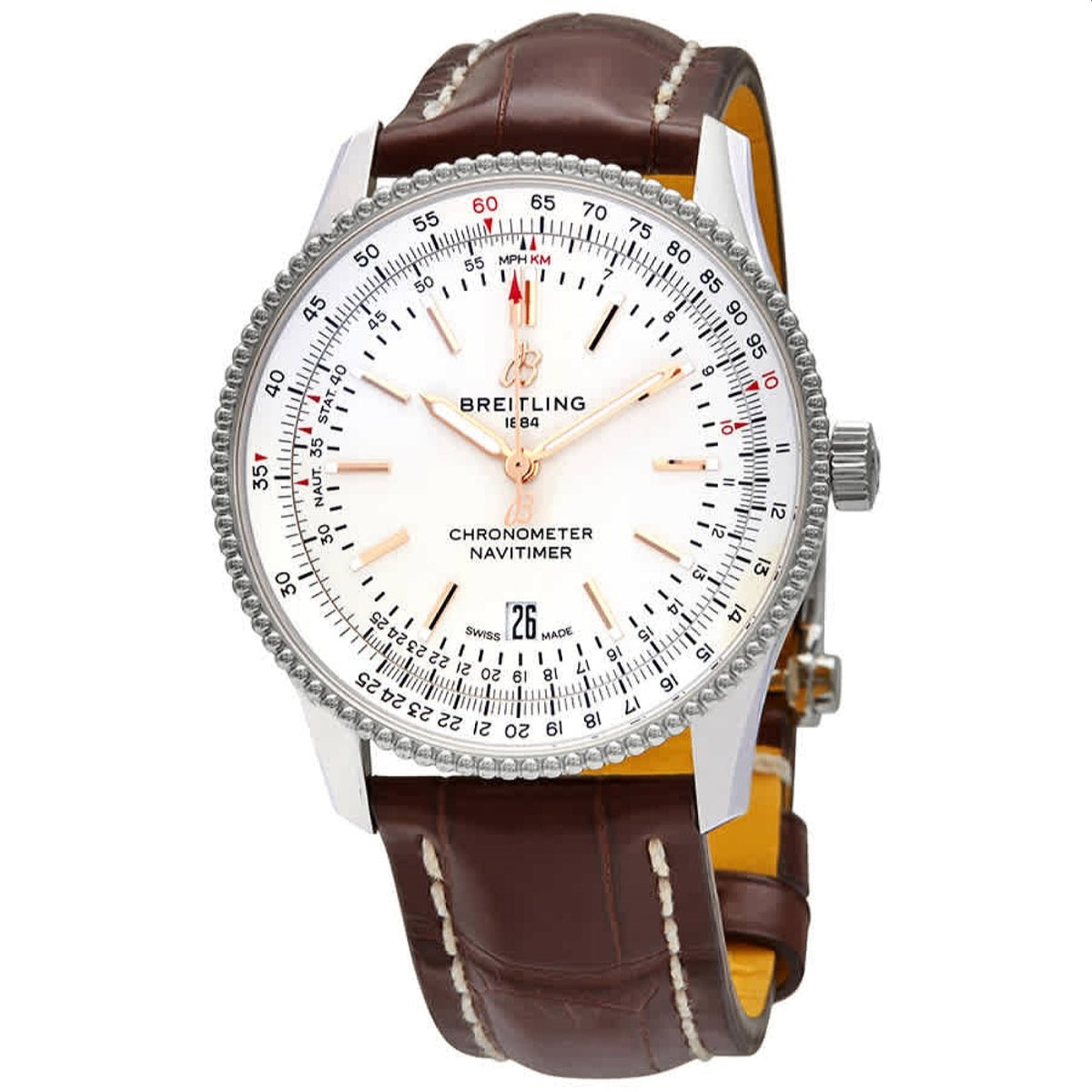 Breitling Men's A17326211G1P2 Navitimer 1 Brown Leather Watch