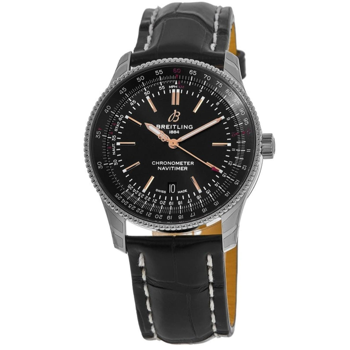 Breitling Men's A17326241B1P1 Navitimer 1 Black Leather Watch