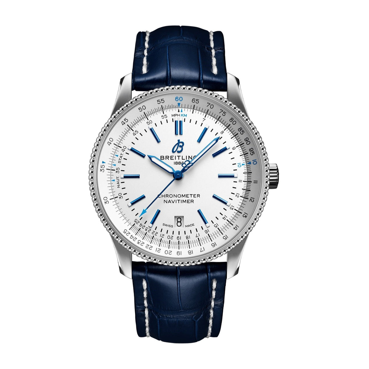 Breitling Men's A173263A1G1P1 Navitimer Blue Leather Watch