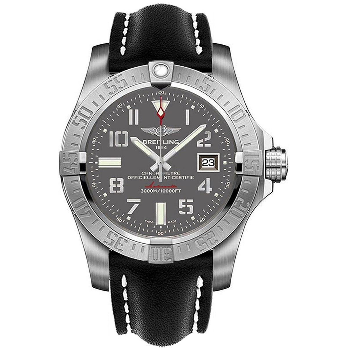 Breitling Men&#39;s A1733110-F563-435X Avenger II Seawolf Automatic Black Leather Watch