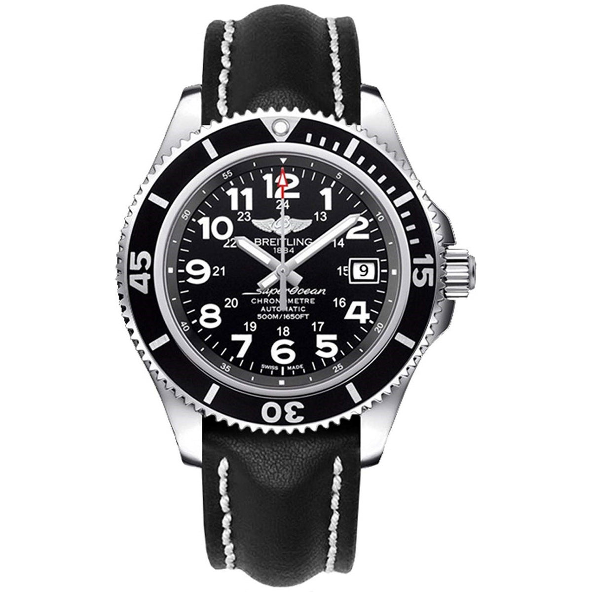 Breitling Men&#39;s A17365C9-BD67-428X Superocean II 42 Automatic Black Leather Watch