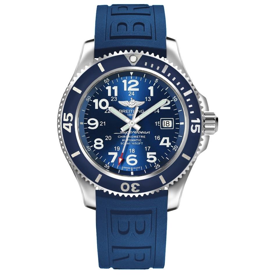 Breitling Men&#39;s A17365D1-C915-149S Superocean II Blue Rubber Diver Pro III Watch