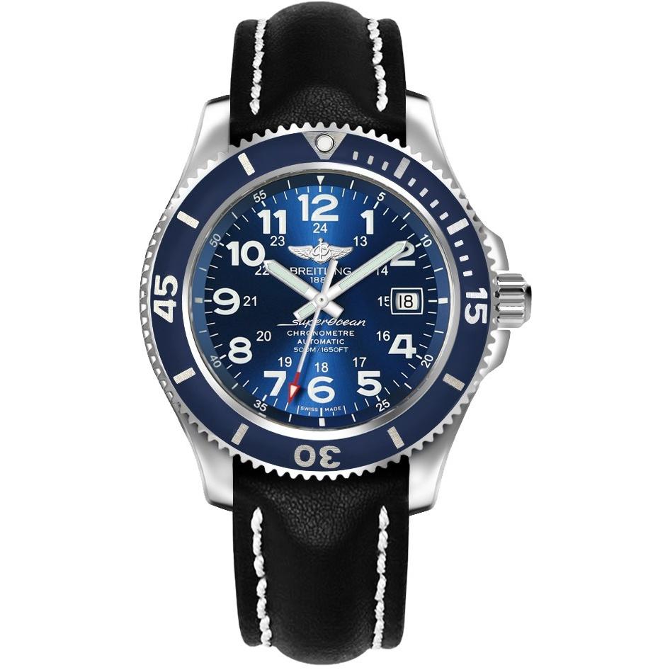 Breitling Men&#39;s A17365D1-C915-428X Superocean II Black Leather Watch