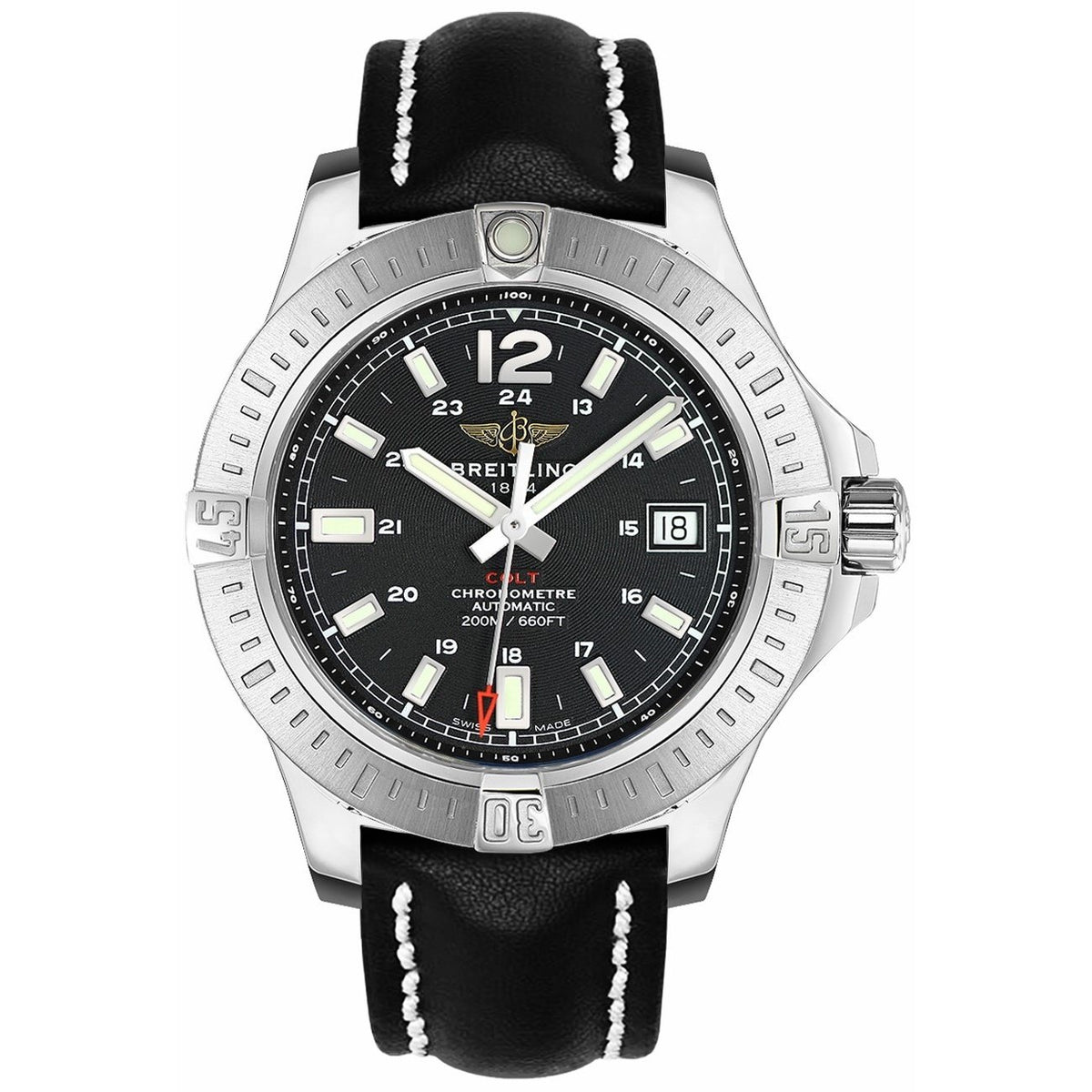 Breitling Men&#39;s A1738811-BD44-435X Colt Automatic Black Leather Watch