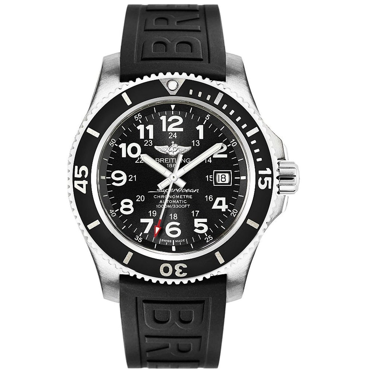 Breitling Men&#39;s A17392D7-BD68-153S Superocean II Automatic Black Rubber Watch