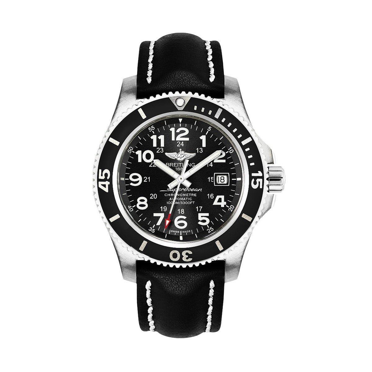 Breitling Men&#39;s A17392D7-BD68-435X Superocean II 44 Automatic Black Leather Watch