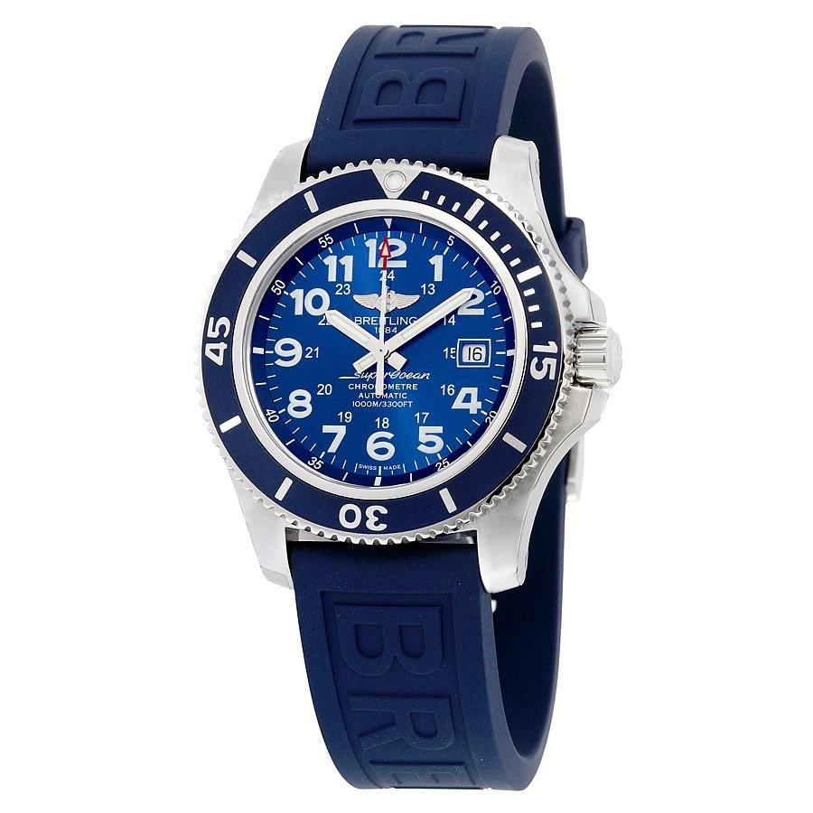 Breitling Men&#39;s A17392D8-C910-158S Superocean II 44 Automatic Blue Rubber Watch