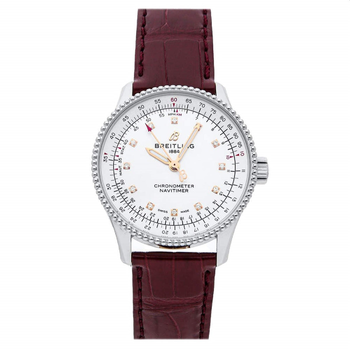 Breitling Women's A17395211A1P2 Navitimer Burgundy Leather Watch