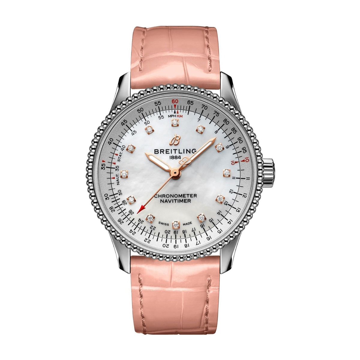 Breitling Women's A17395211A1P3 Navitimer Pink Leather Watch