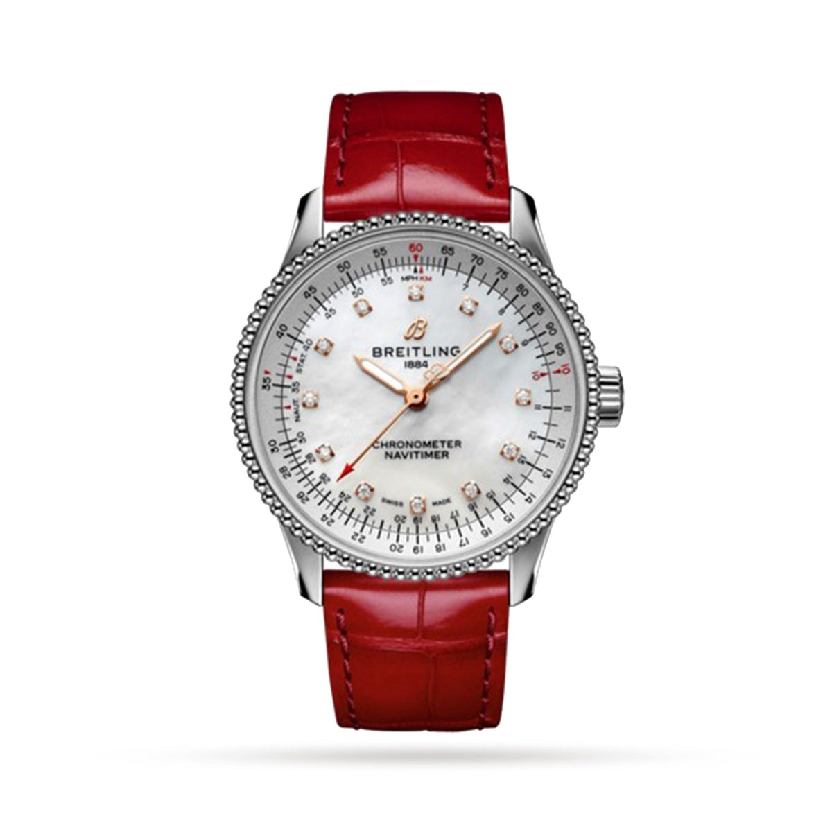 Breitling Women's A17395211A1P6 Navitimer Red Leather Watch