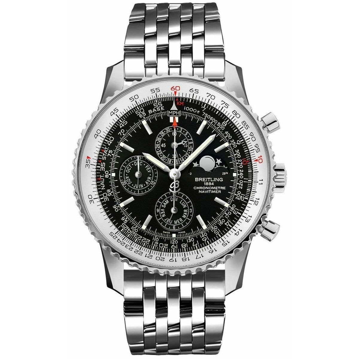 Breitling Men&#39;s A1937012-BA57-453A Navitimer 1461 Chronograph Stainless Steel Watch