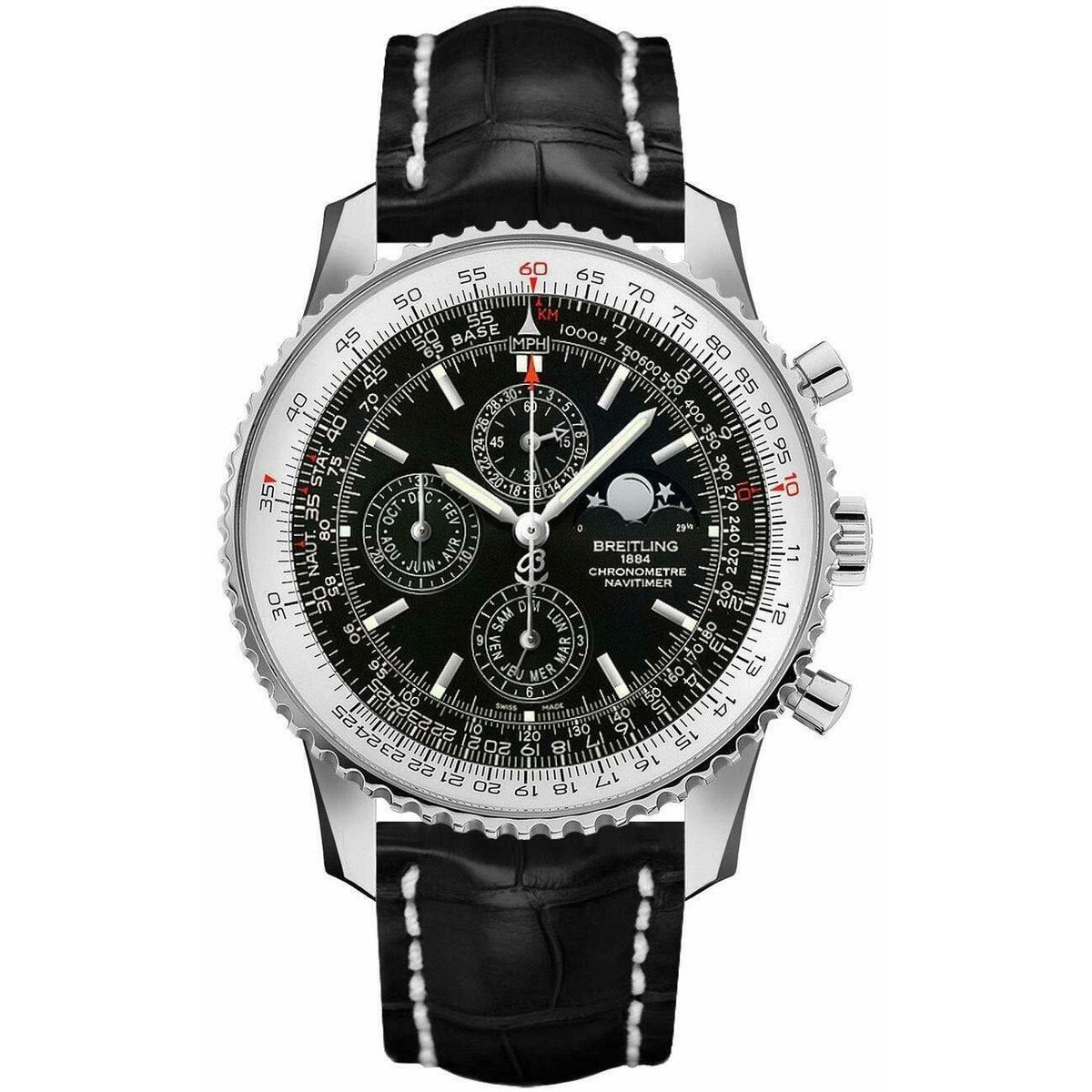 Breitling Men's A1937012-BA57-761P Navitimer 1461 Chronograph Black Leather Watch