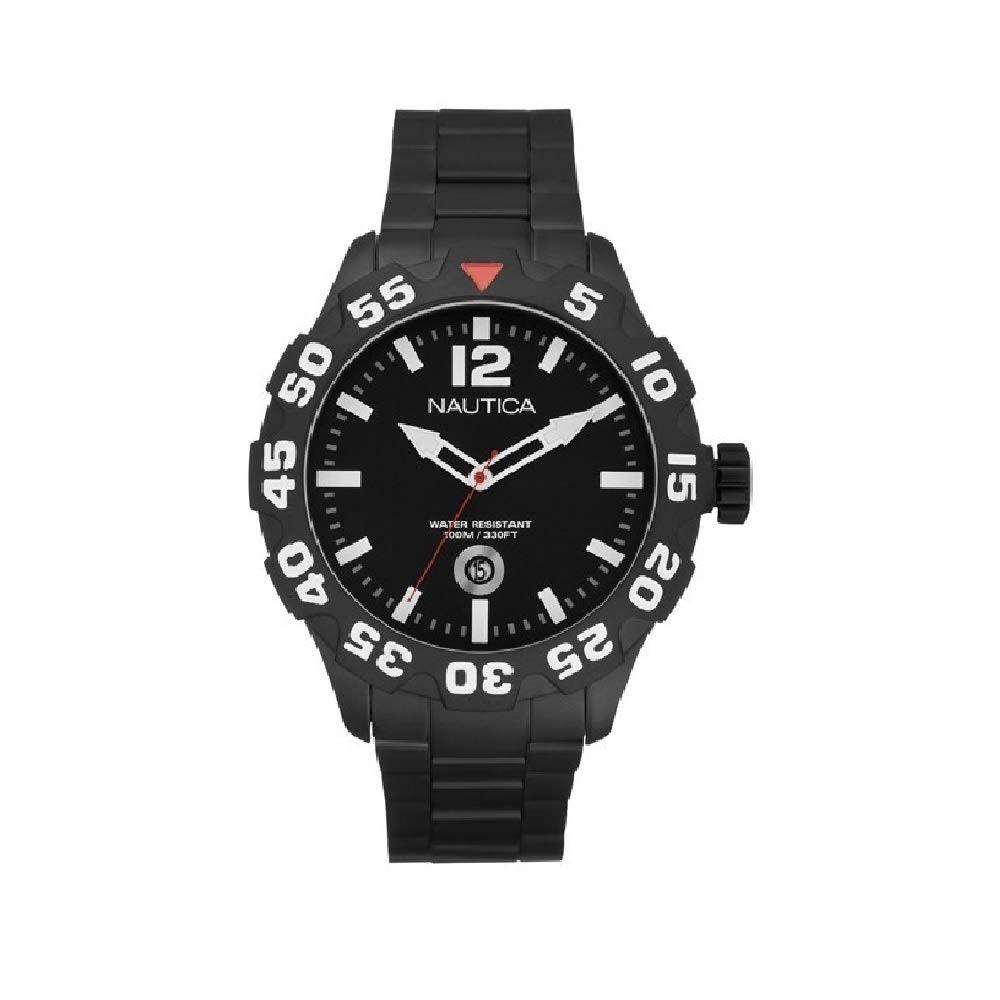 Nautica Men&#39;s A20095G Nautica Black Stainless Steel Watch