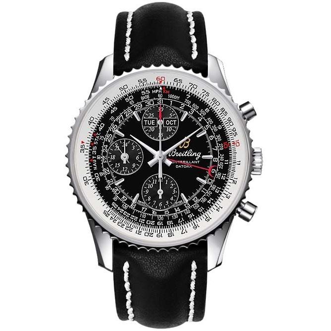 Breitling Men's A2133012-BB58-435X Montbrillant Datora Chronograph Black Leather Watch