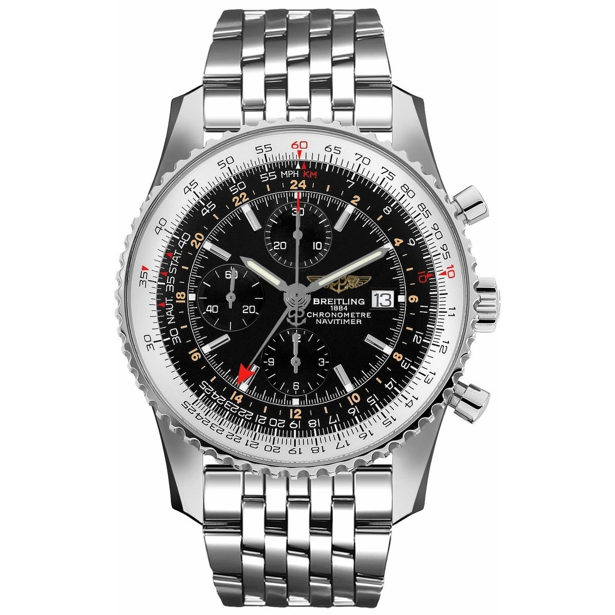 Breitling Men&#39;s A2432212-B726-453A Navitimer World Chronograph Stainless Steel Watch