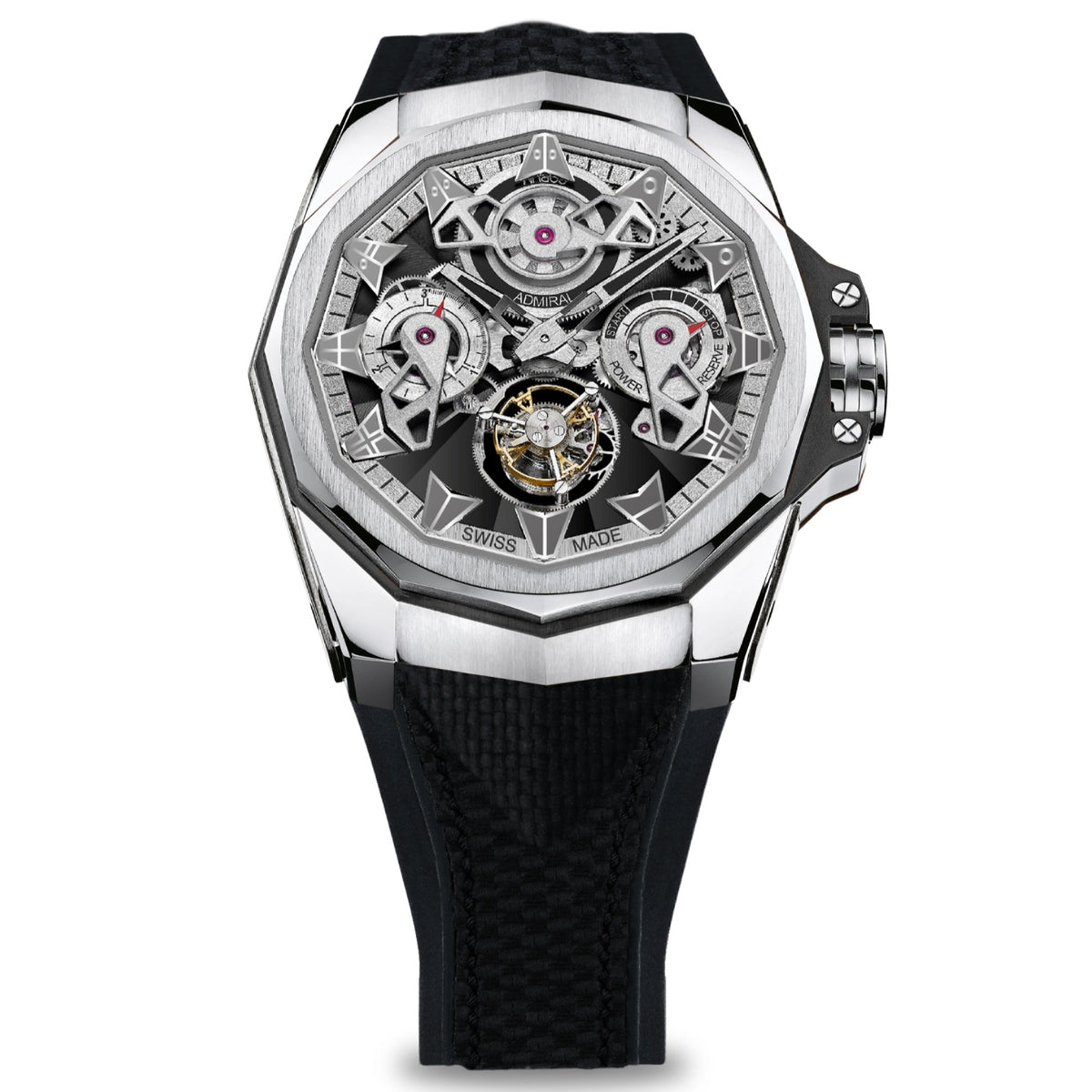 Corum Men's A298-03899---298.100.04-F249-DD10 Admiral AC-One 45 Openworked Tourbillon Black Rubber Watch