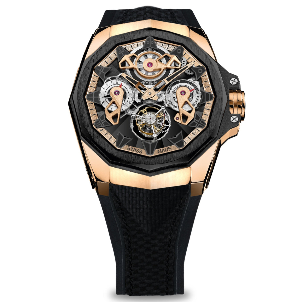 Corum Men's A298-03901---298.100.86-F249-AD10 Admiral AC-One 45 Openworked Tourbillon Black Rubber Watch