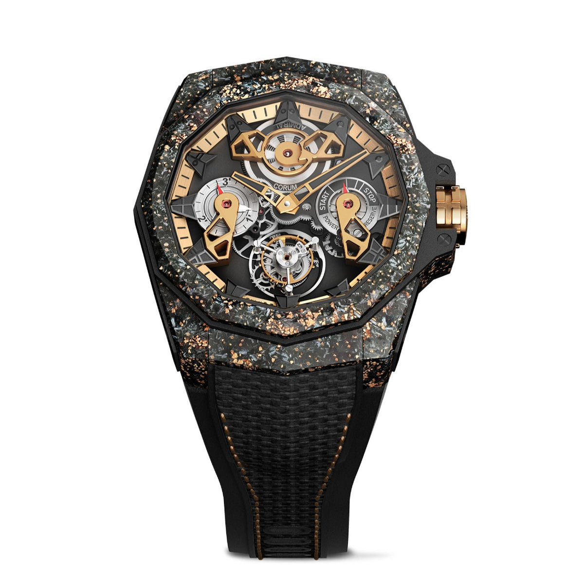 Corum Men's A298-04277---298.100.46-F249-AD10 Admiral AC-One 45 Openworked Tourbillon Black Rubber Watch