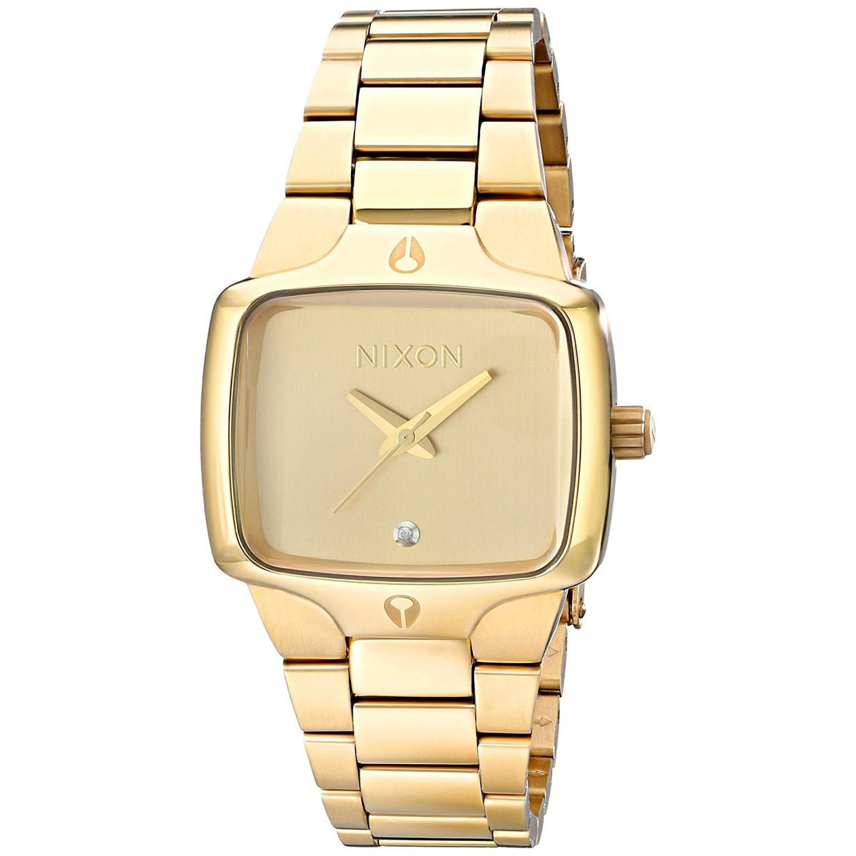 Nixon Women&#39;s A300-511 Small Player Diamond Gold-Tone Stainless Steel Watch