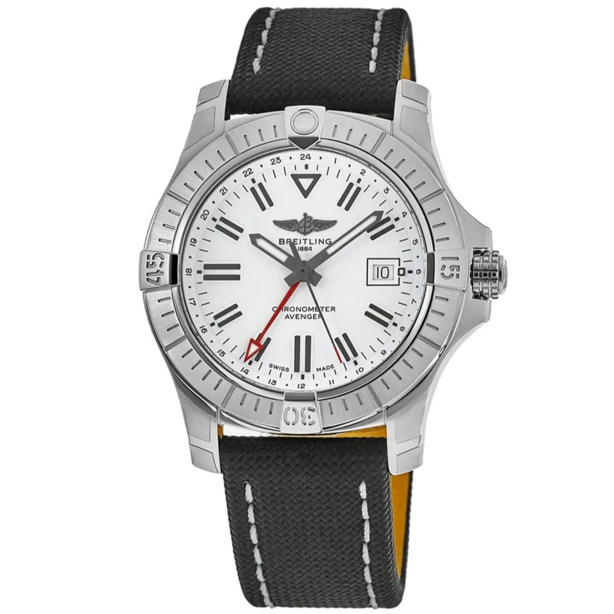 Breitling Men's A32397101A1X1 Avenger GMT Black Leather Watch