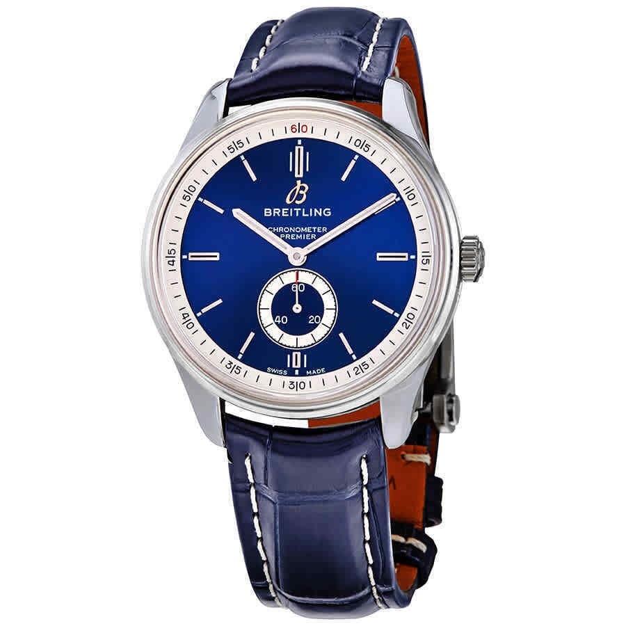 Breitling Men&#39;s A37340351C1P1 Premier Blue Leather Watch