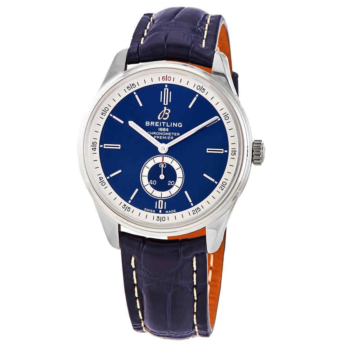 Breitling Men's A37340351C1P2 Premier Blue Leather Watch