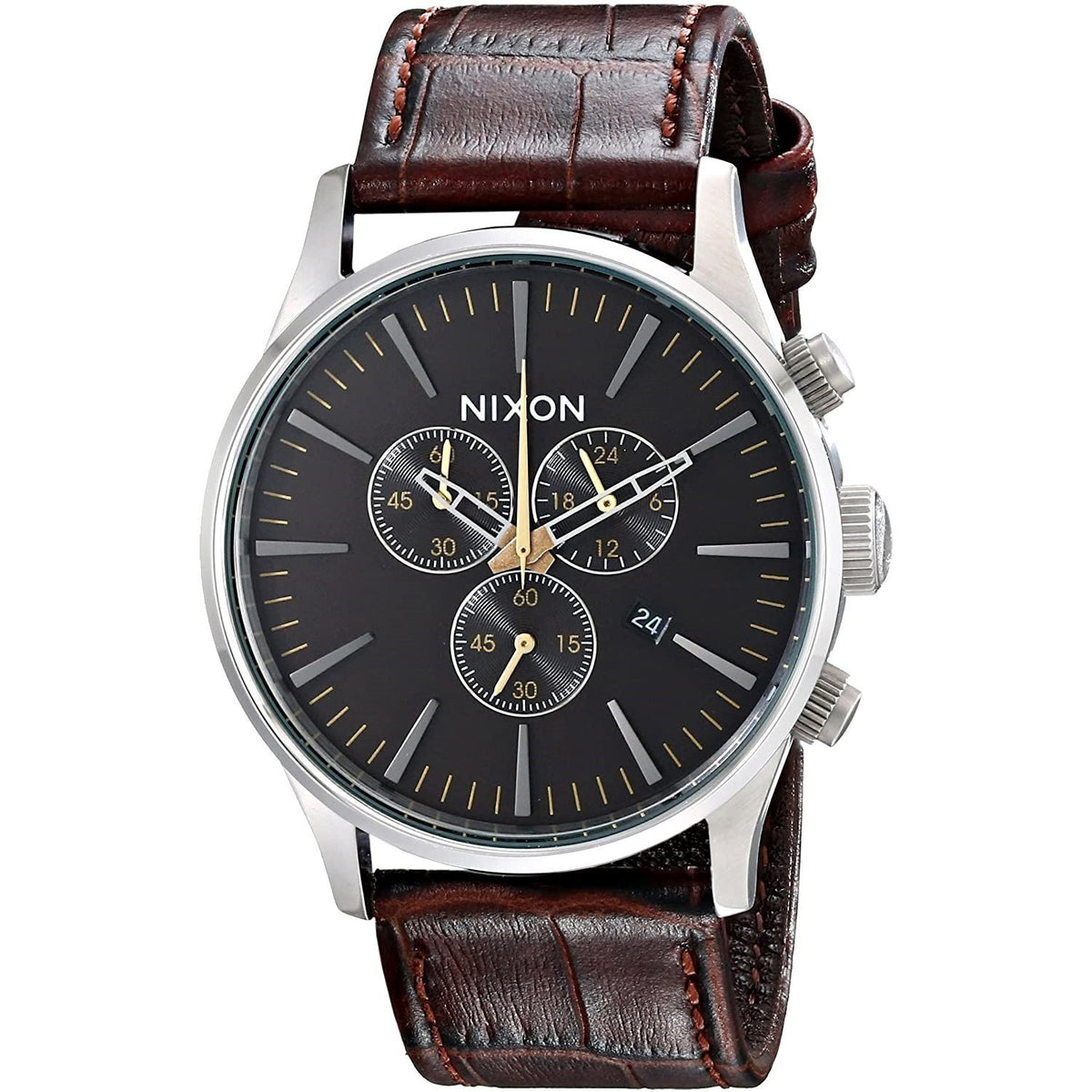 Nixon Men&#39;s A405-1887 Sentry Chronograph Brown Leather Watch