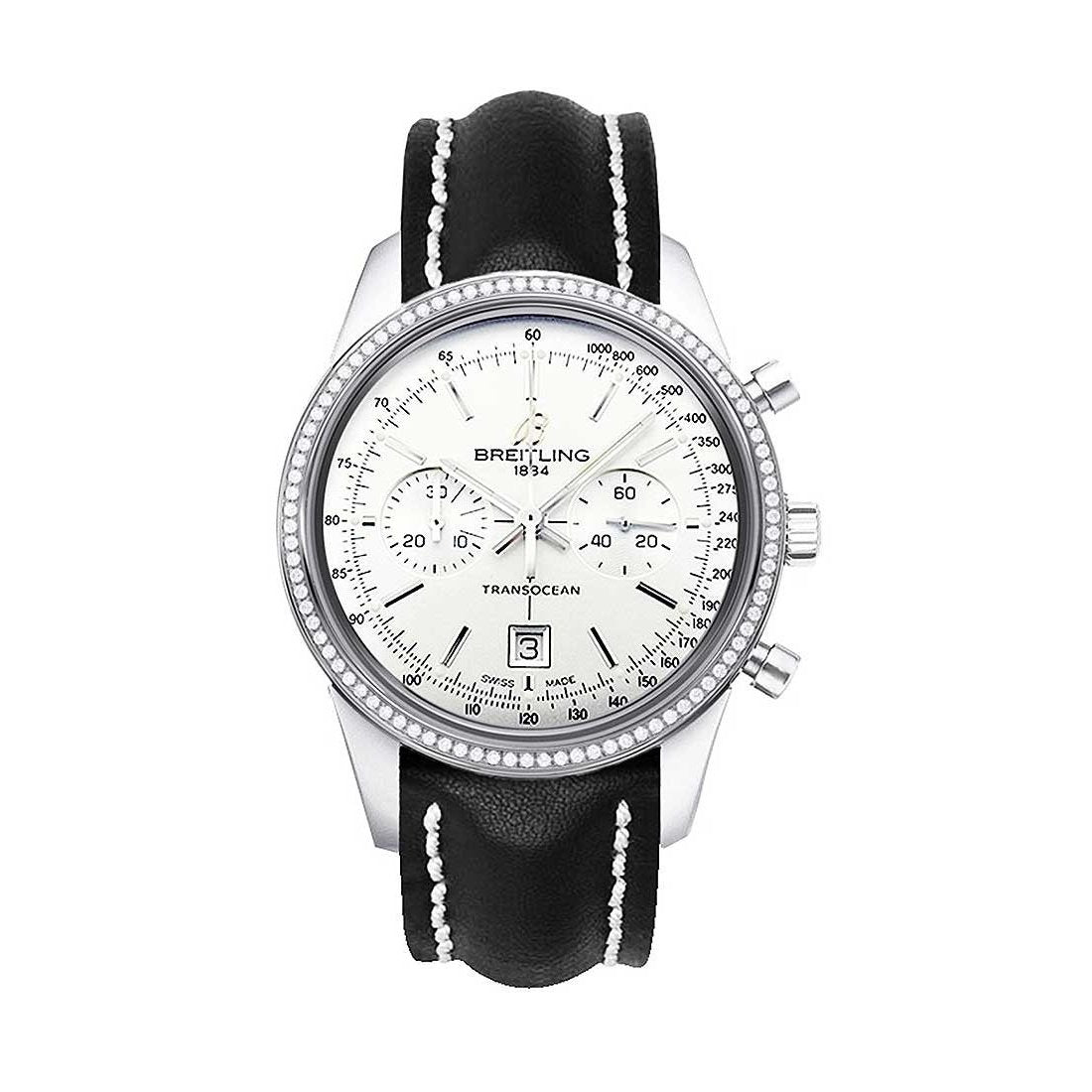 Breitling Women&#39;s A4131053-G757-428X Transocean Chronograph Black Leather Watch