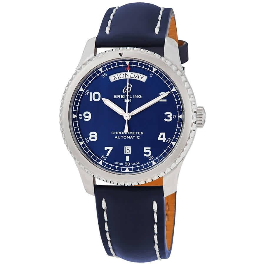 Breitling Men's A45330101C1X3 Navitimer 8 Blue Leather Watch