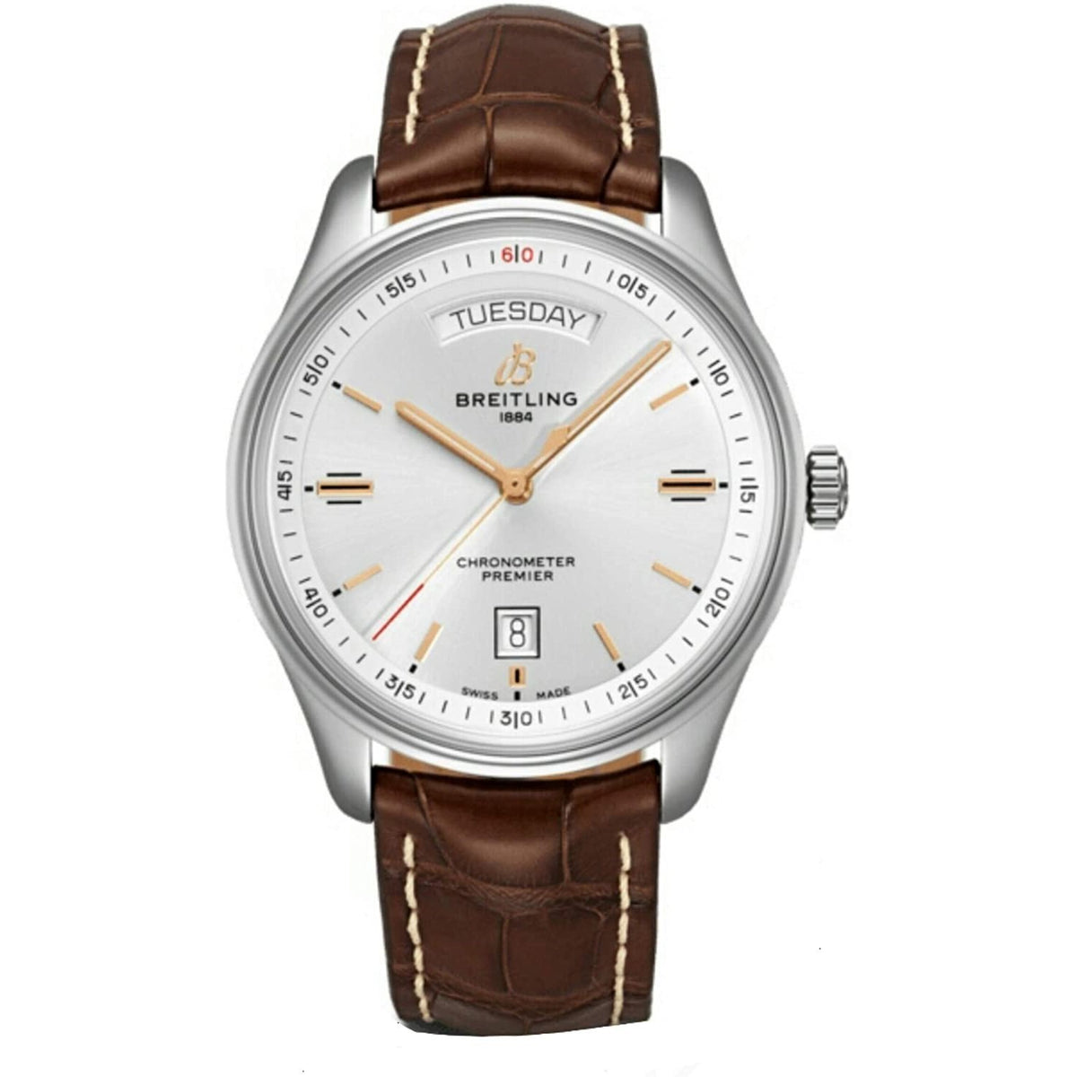 Breitling Men&#39;s A45340211G1P1 Premier Brown Leather Watch