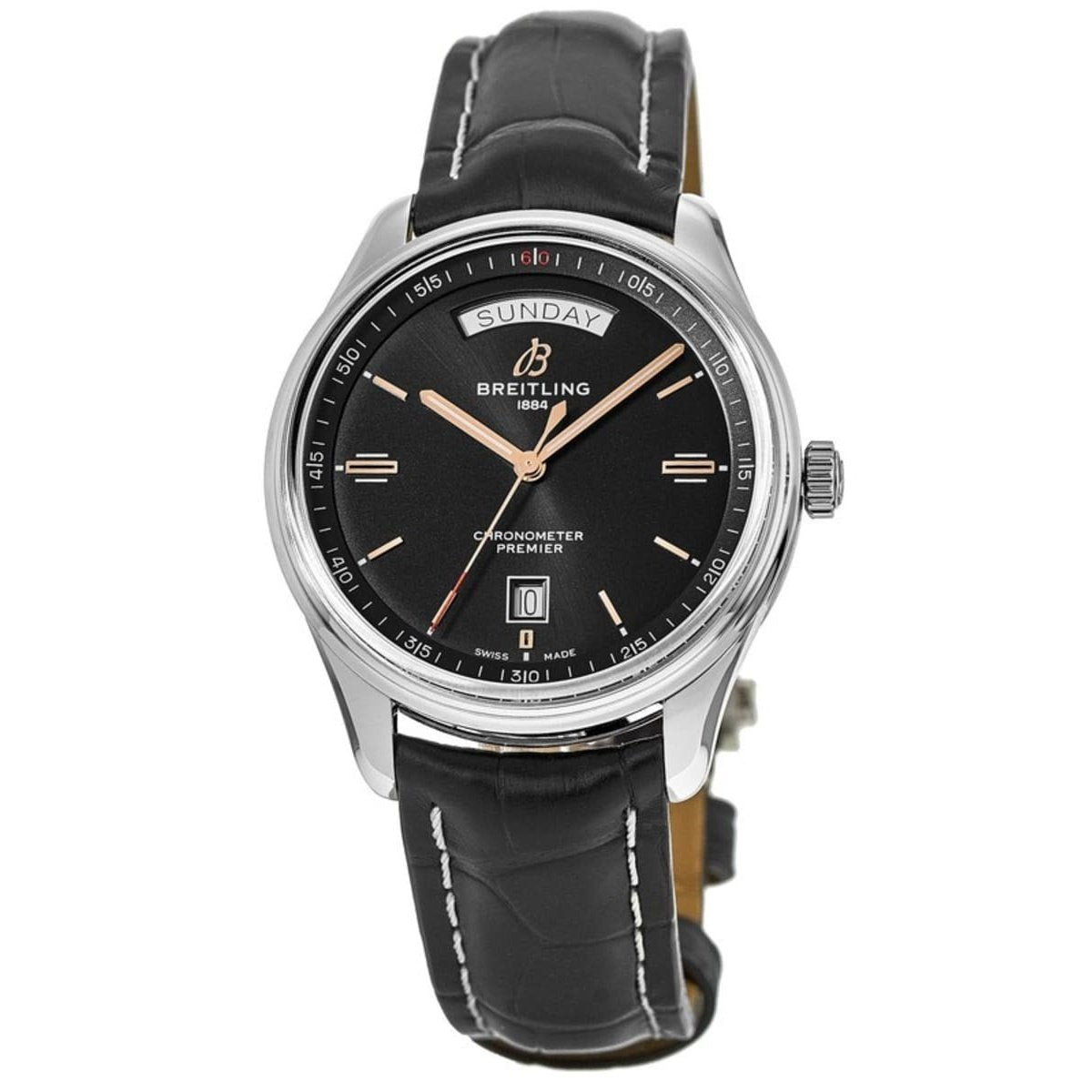 Breitling Men's A4534024-BH02-1020P Premier  Black Leather Watch