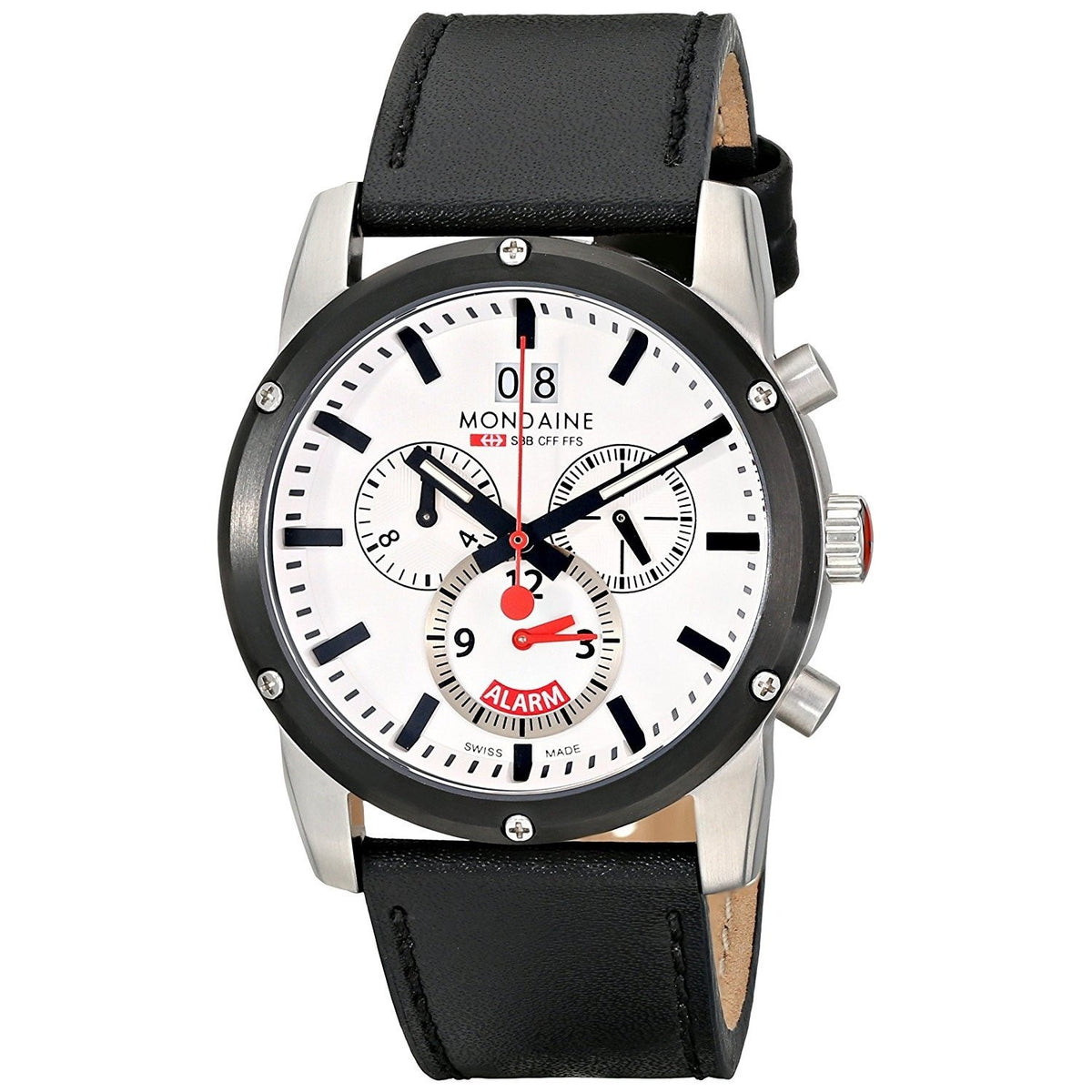 Mondaine Men&#39;s A692.30338.11SBB Sport II Chronograph Black Leather Watch