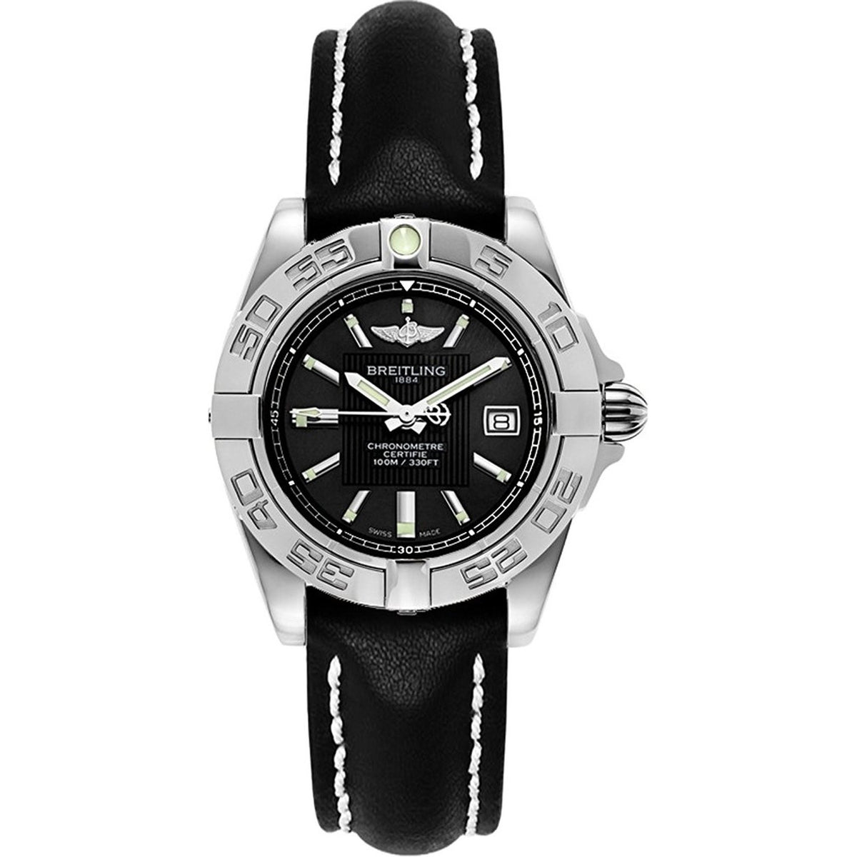 Breitling Women&#39;s A71356L2-BA10-780P Black Leather Watch