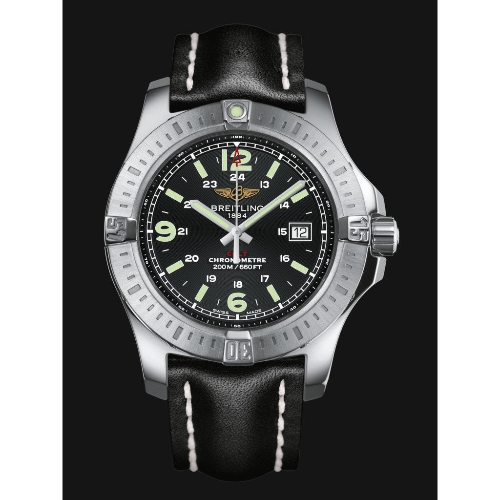 Breitling Men&#39;s A7438811-BD45-435X Colt   Black Leather Watch