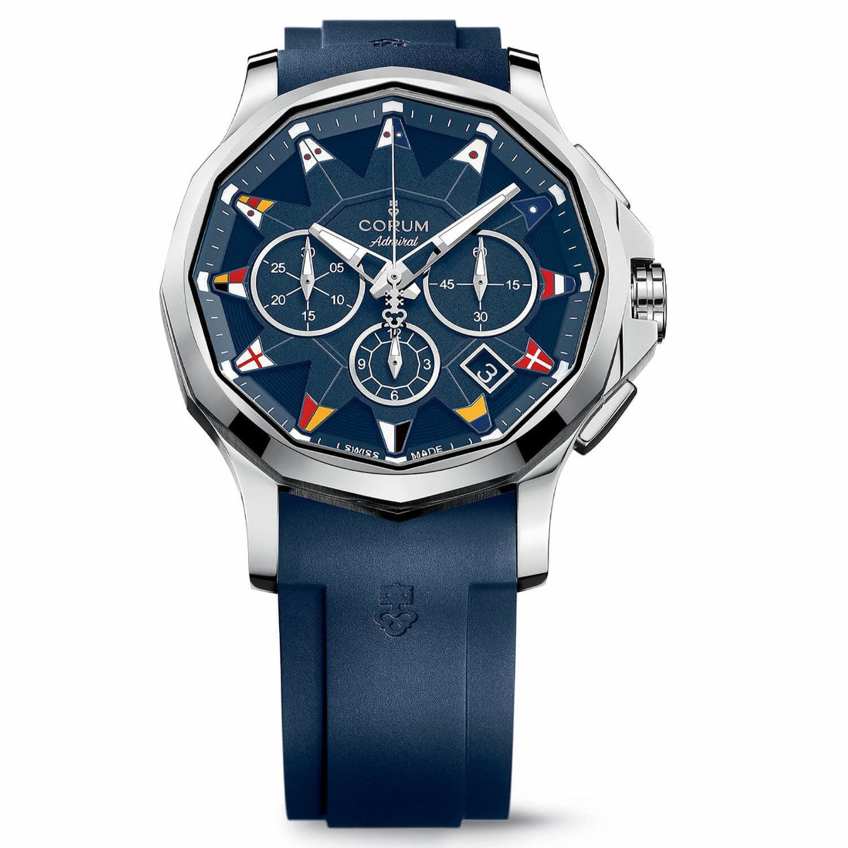 Corum Men's A984-03156---984.101.20-F373-AB12 Admiral Chronograph Blue Rubber Watch