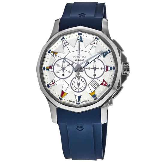 Corum Men's A984-03178---984.101.20-F373-AA12 Admiral Chronograph Blue Rubber Watch
