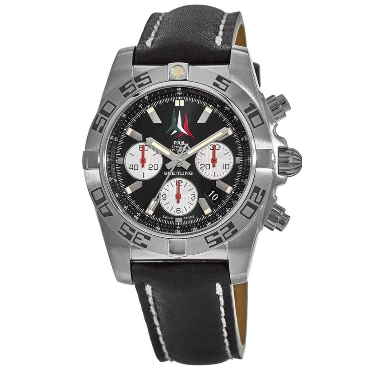Breitling Men&#39;s AB01104D-BC62-435X Chronomat 44 Chronograph Black Leather Watch