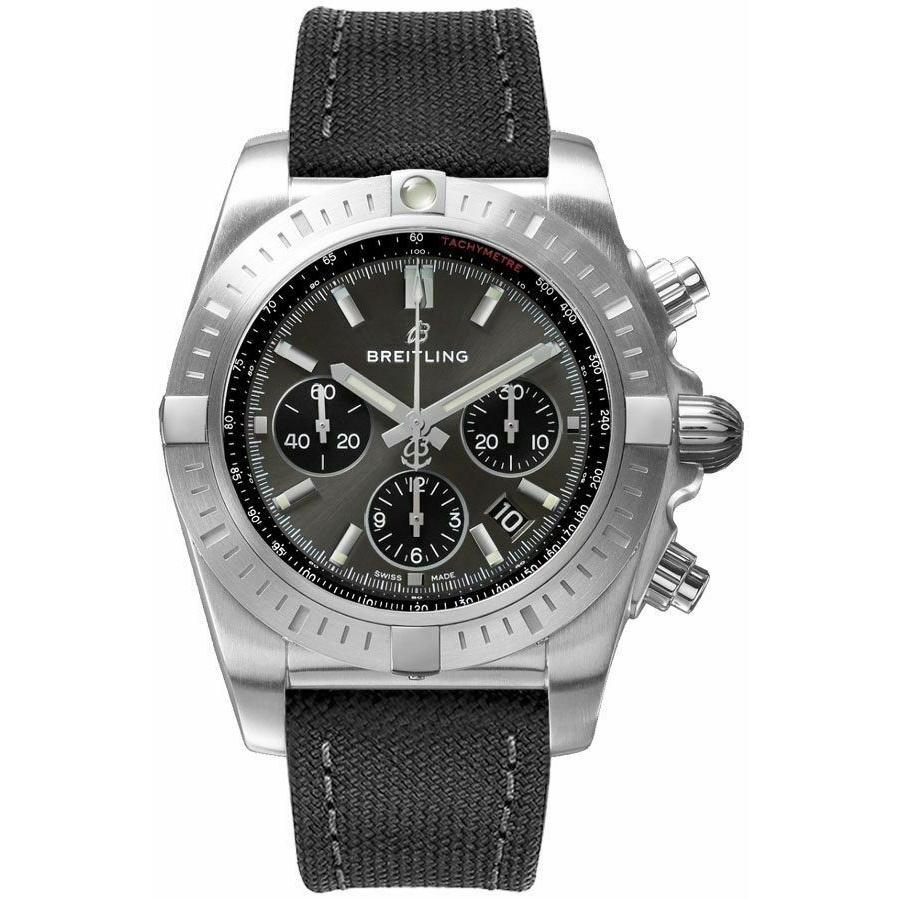 Breitling Men&#39;s AB011510-F581-109W Chronomat 44 Chronograph Grey Canvas Watch