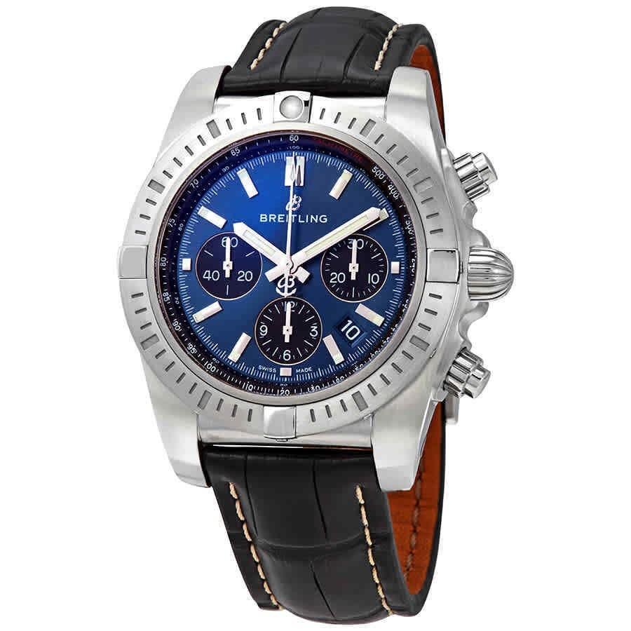 Breitling Men&#39;s AB0115101C1P2 Chronomat Chronograph Black Leather Watch