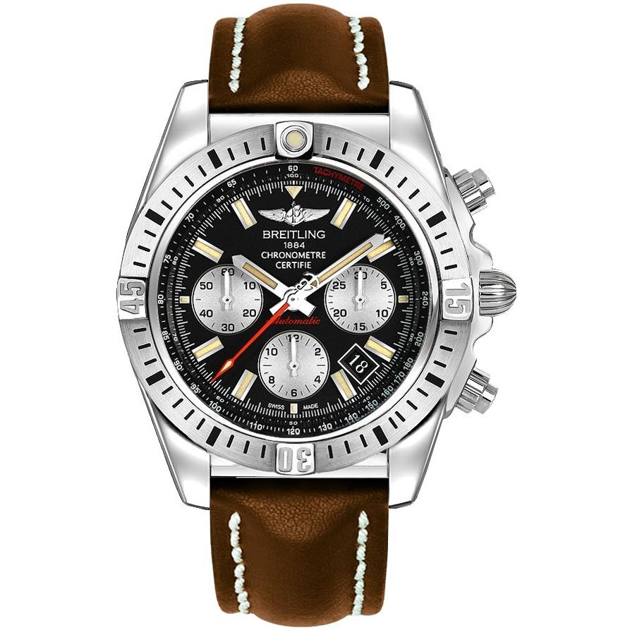 Breitling Men&#39;s AB01154G-BD13-437X Chronomat 44 Airborne Chronograph Brown Leather Watch