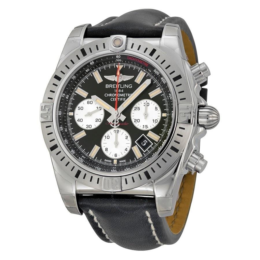 Breitling Men&#39;s AB01154G-BD13LS Chronomat 44 Airborn Chronograph Automatic Black Leather Watch