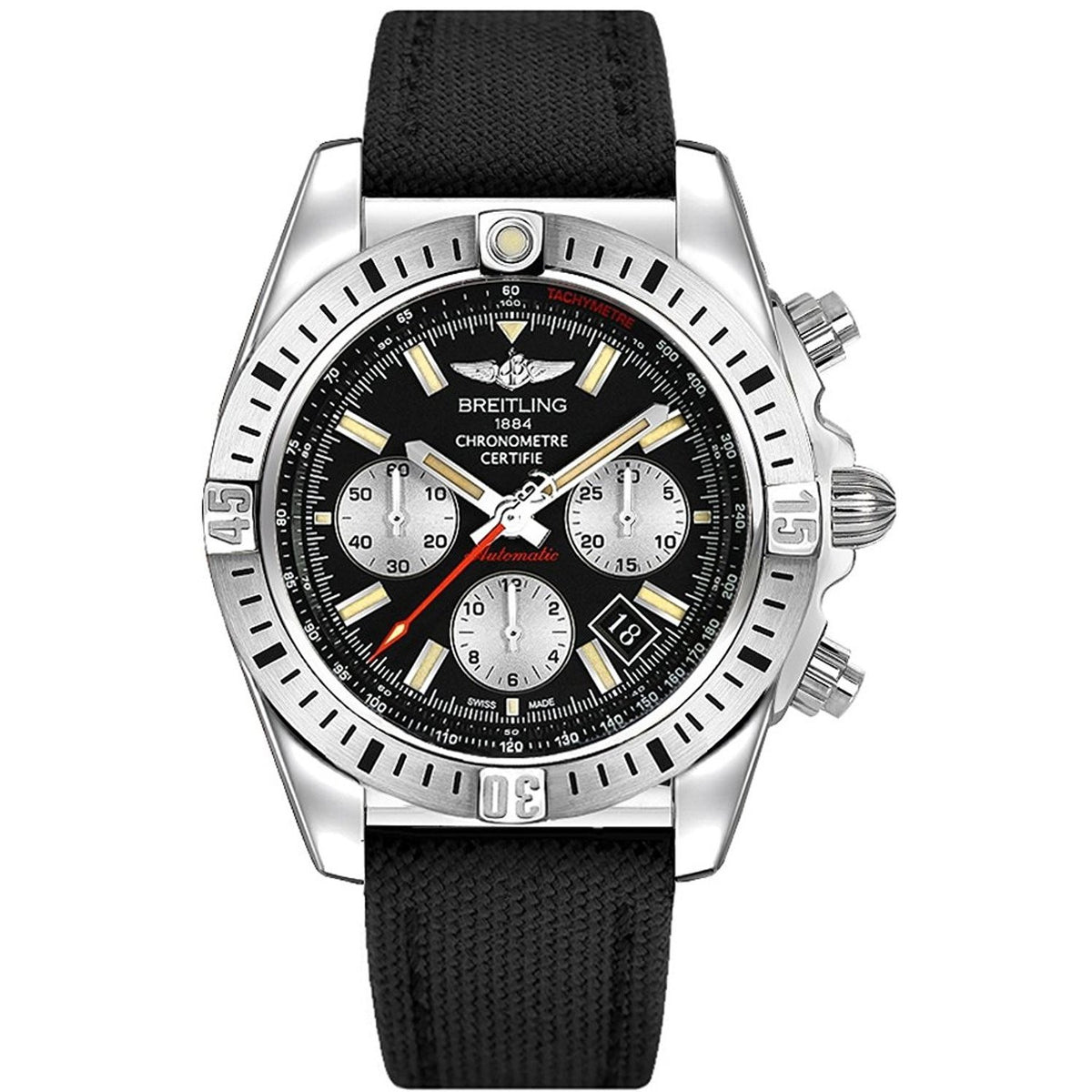 Breitling Men&#39;s AB01154G-BD13MS Chronomat 44 Airborn Chronograph Automatic Black Canvas Watch