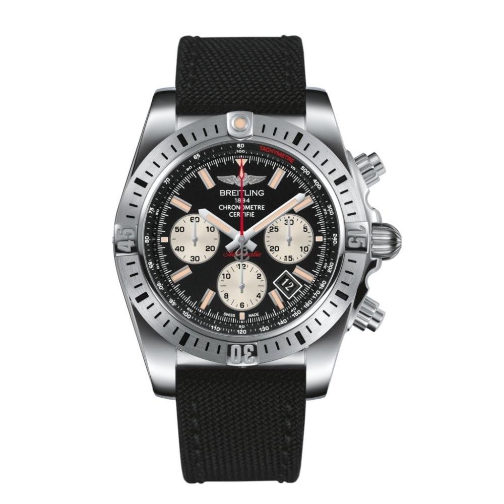 Breitling Men&#39;s AB01154G-BD13 Chronomat 44 Airborne Chronograph Automatic Black Canvas Watch