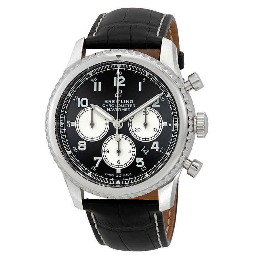 Breitling Men&#39;s AB0117131B1P1 Navitimer 8 Chronograph Black Leather Watch