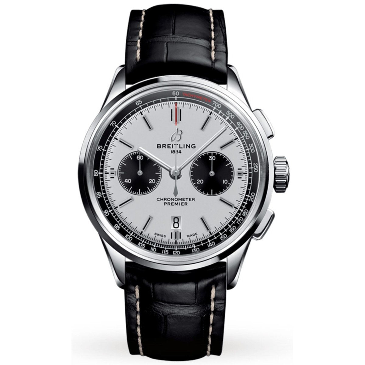 Breitling Men&#39;s AB011822-G843-1018P Premier Chronograph Black Leather Watch