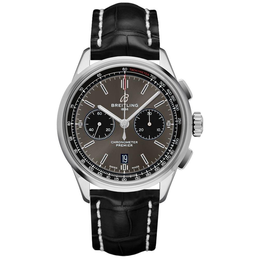 Breitling Men&#39;s AB0118221-B1P2-1018P Premier B01 Chronograph Black Leather Watch