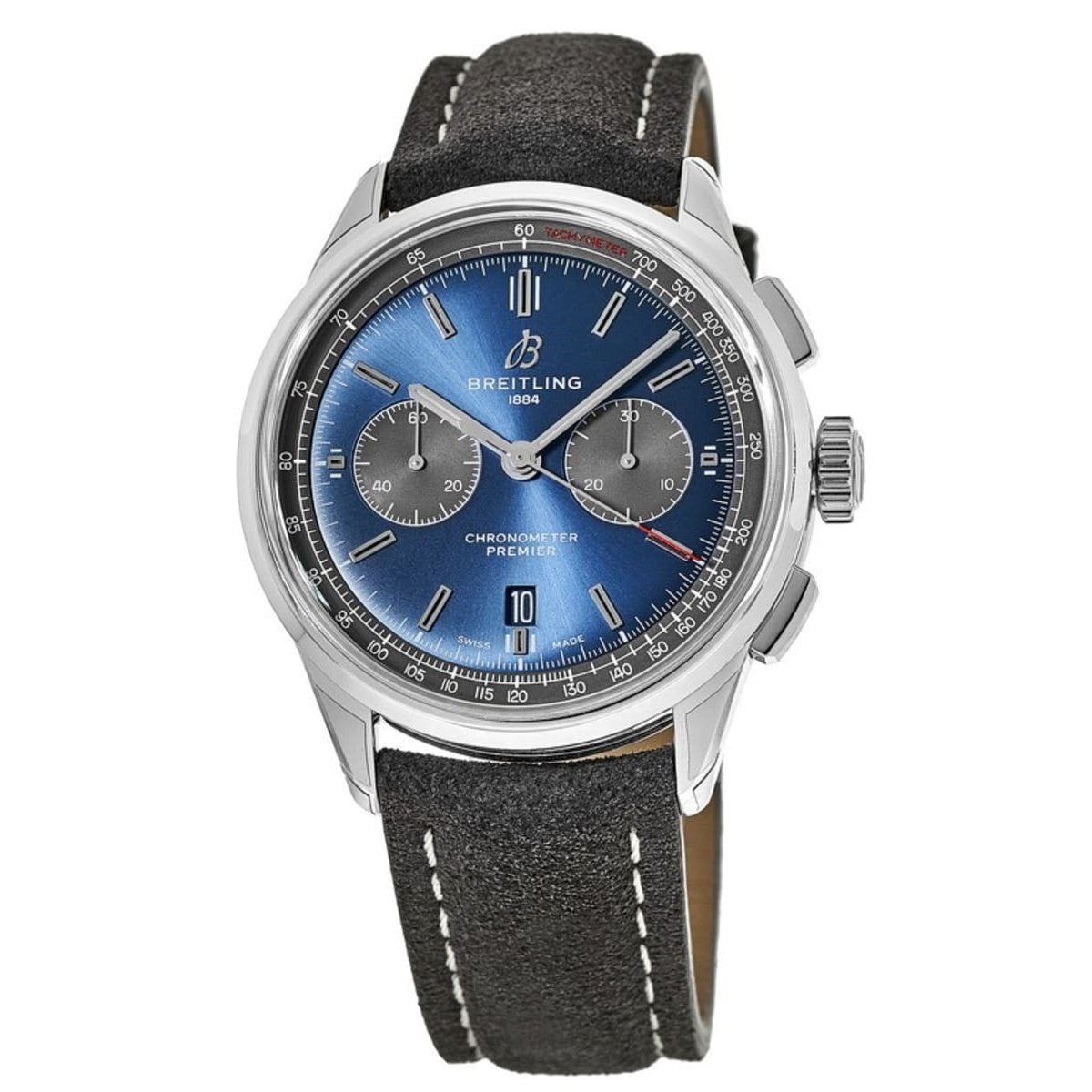 Breitling Men's AB0118A6-CA20-498X Premier B01 Chronograph Grey Leather Watch