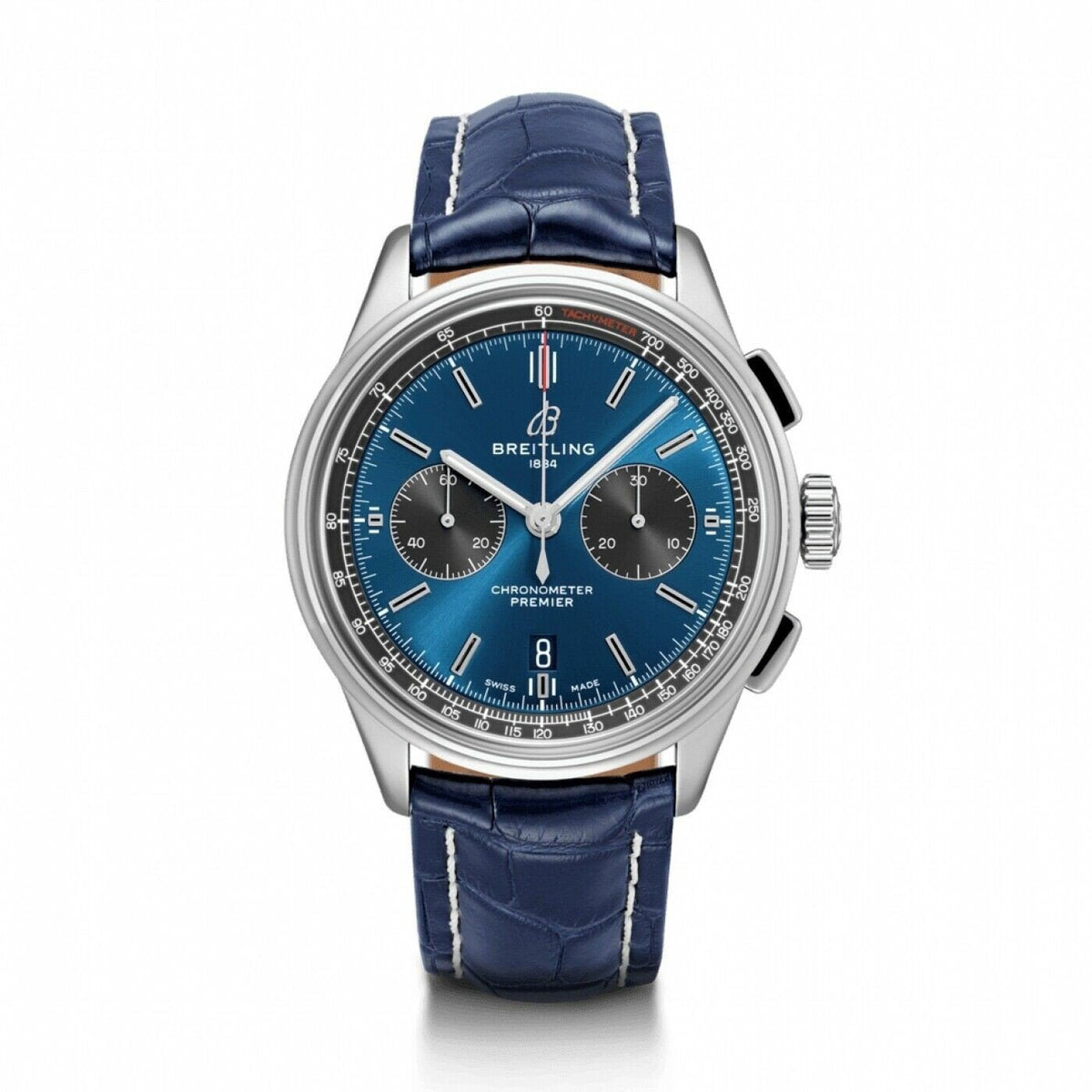 Breitling Men&#39;s AB0118A61C1P1 Premier Chronograph Blue Leather Watch