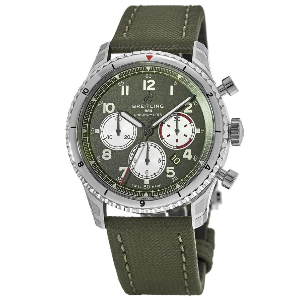 Breitling Men&#39;s AB01192A-L540-511X Aviator 8 Curtiss Warhawk Chronograph Green Canvas Watch
