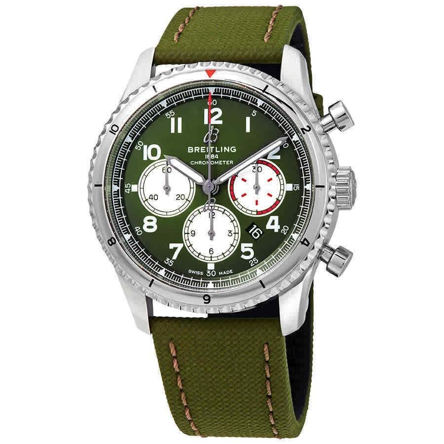Breitling Men&#39;s AB01192A1L1X1 Aviator 8 Curtiss Warhawk Chronograph Green Fabric Watch